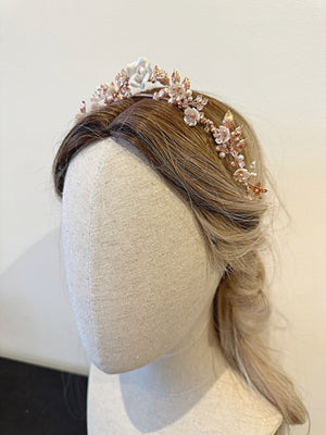 PAISLEY  | Rose Gold and Blush Floral Wedding Tiara