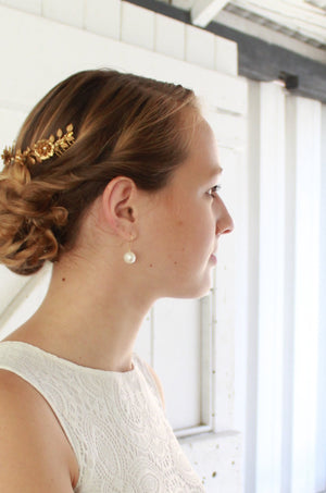 LAST ONE!! - APHRODITE | Silver Simple Freshwater Pearl Wedding Drop Earrings