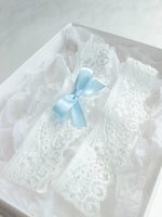 blue wedding garter,something blue wedding,blue bridal accessories,lace garter set,white garter set with blue,bridal lingerie