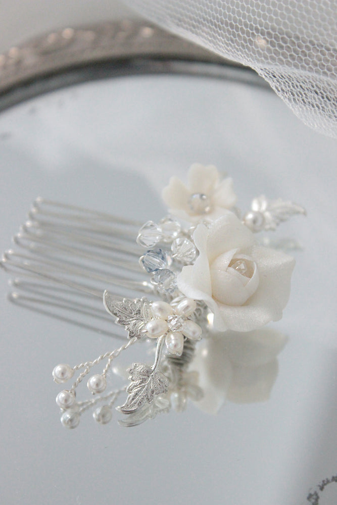 CAMILLA | Petite Bridal Floral Bridal Comb - Small Elegant Wedding Comb