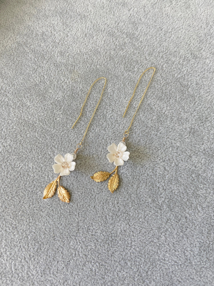 CLEOPHINA | Floral Drop Bridal Earrings