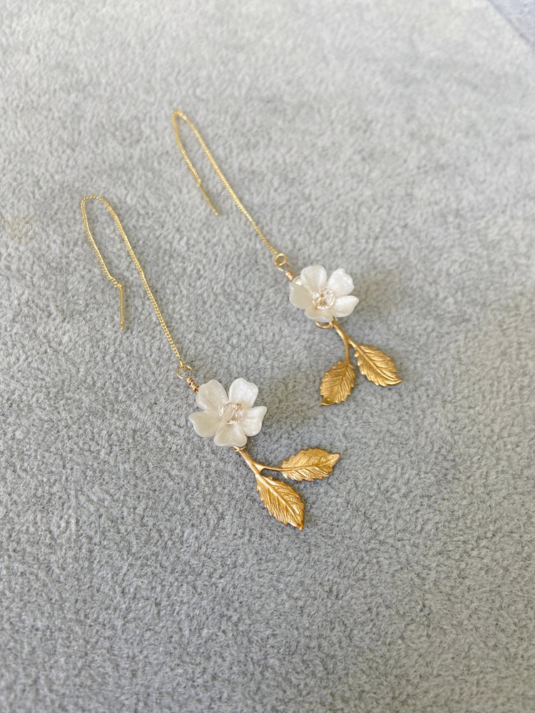 CLEOPHINA | Floral Drop Bridal Earrings